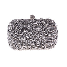 Load image into Gallery viewer, 100% Hand made Luxury Pearl Clutch bags Women Purse Diamond Chain white Evening Bags for Party Wedding black Bolsa Feminina
