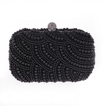 Load image into Gallery viewer, 100% Hand made Luxury Pearl Clutch bags Women Purse Diamond Chain white Evening Bags for Party Wedding black Bolsa Feminina
