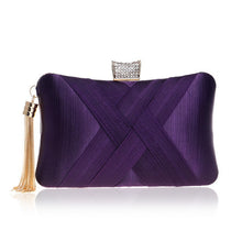 Load image into Gallery viewer, Ladies Purse Chain Handbags Women Evening Bag Purple Bride Wedding Party Hand Bags Clutches Satin Handbag Evening
